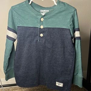 Boys Long Sleeve Shirt Oshkosh Kids Top 5T Color Block Blue Kids Long Sleeve